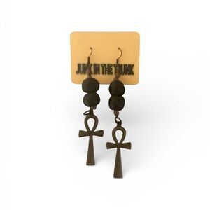 Black Ankh Dangle Earrings